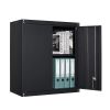 Black Wall Storage Cabinet with Adjustable Shlef,Metal Wall Storage Cabinet with Lock for Kithen, Bathroom,Garage