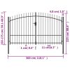 Fence Gate Double Door with Spike Top Steel 9.8'x5.7' Black