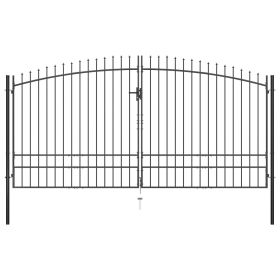 Double Door Fence Gate with Spear Top 157.5"x97.6"