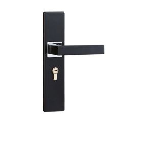 Aluminum Alloy Door Locks Bedroom Minimalist Door Handle Lock Cylinder Security Mute Door Lock (colour: Black and White)