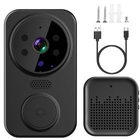 WiFi Security Doorbell Camera with Volume Adjustable Wireless Chime 1080P Camera Night Vision 2-Way Audio Free Cloud Storage (Color: Black)