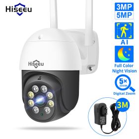 Hiseeu 3MP/5MP PTZ IP Camera Outdoor Security AI Human Detection H.265X Wireless WiFi  Video Surveillance Cameras iCsee P2P (Type: 5MP EU)