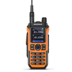 Baofeng UV-21 PRO L V2 Walkie Talkie Tri-band Long Range Portable Ham Radios Type-C Rechargeable Amateur Two-Way Radio for Hunting Hotel EU Plug (Color: Orange)